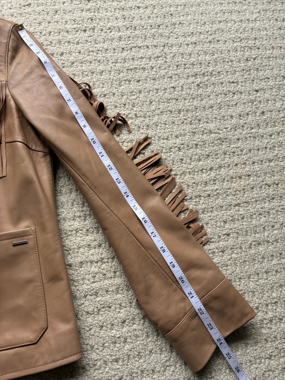 Danier NWT Women’s Ange Latte Brown Fringe Leather Jacket Size XS NEW - Picture 11 of 12